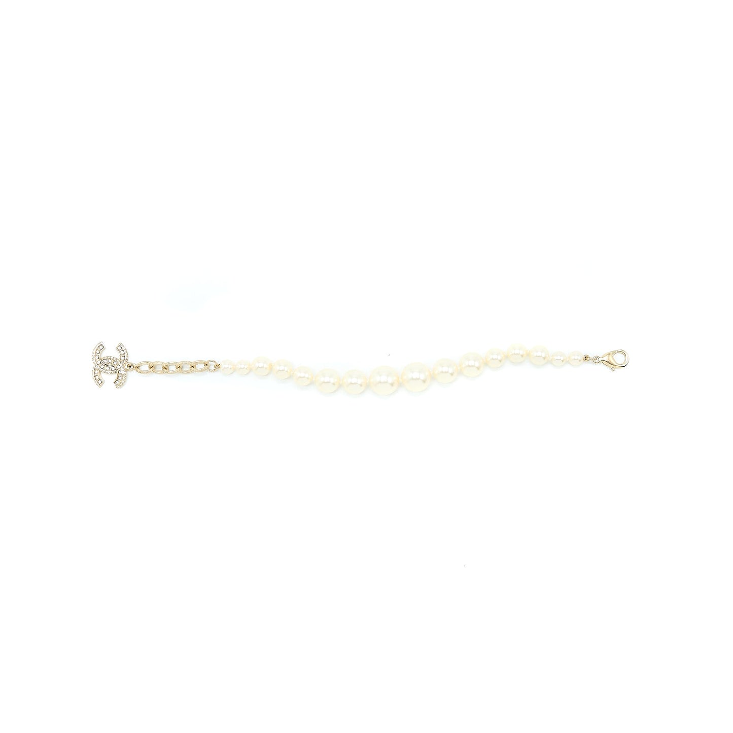 Chanel Pearl Bracelet With CC Logo Light Gold Tone