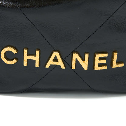 Chanel 23S Mini 22 Bag with Pearl Shiny Calfskin Black  (Microchip)