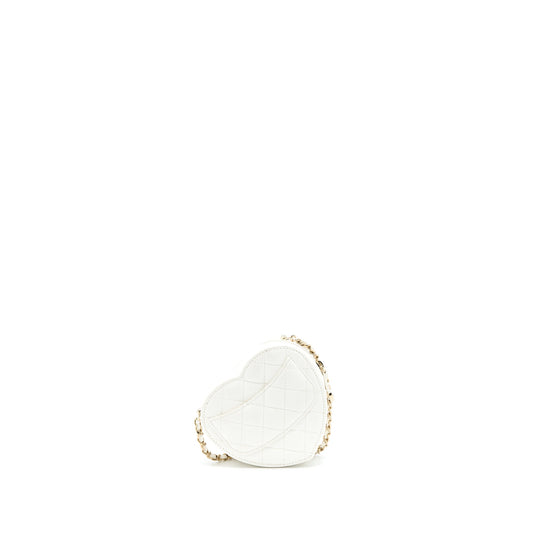 Chanel Small Heart Bag Lambskin White L
