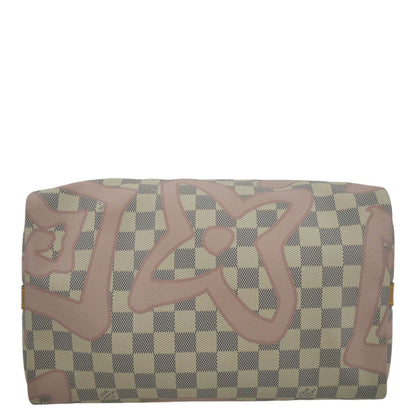 LOUIS VUITTON Tahitienne Speedy 30 Damier Azur Satchel Bag Rose Ballerine