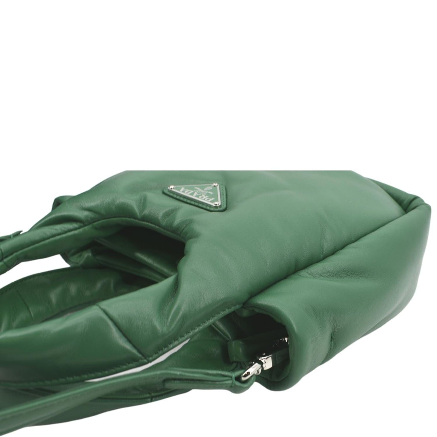 PRADA Small Padded Soft Leather Shoulder Bag Dark Green