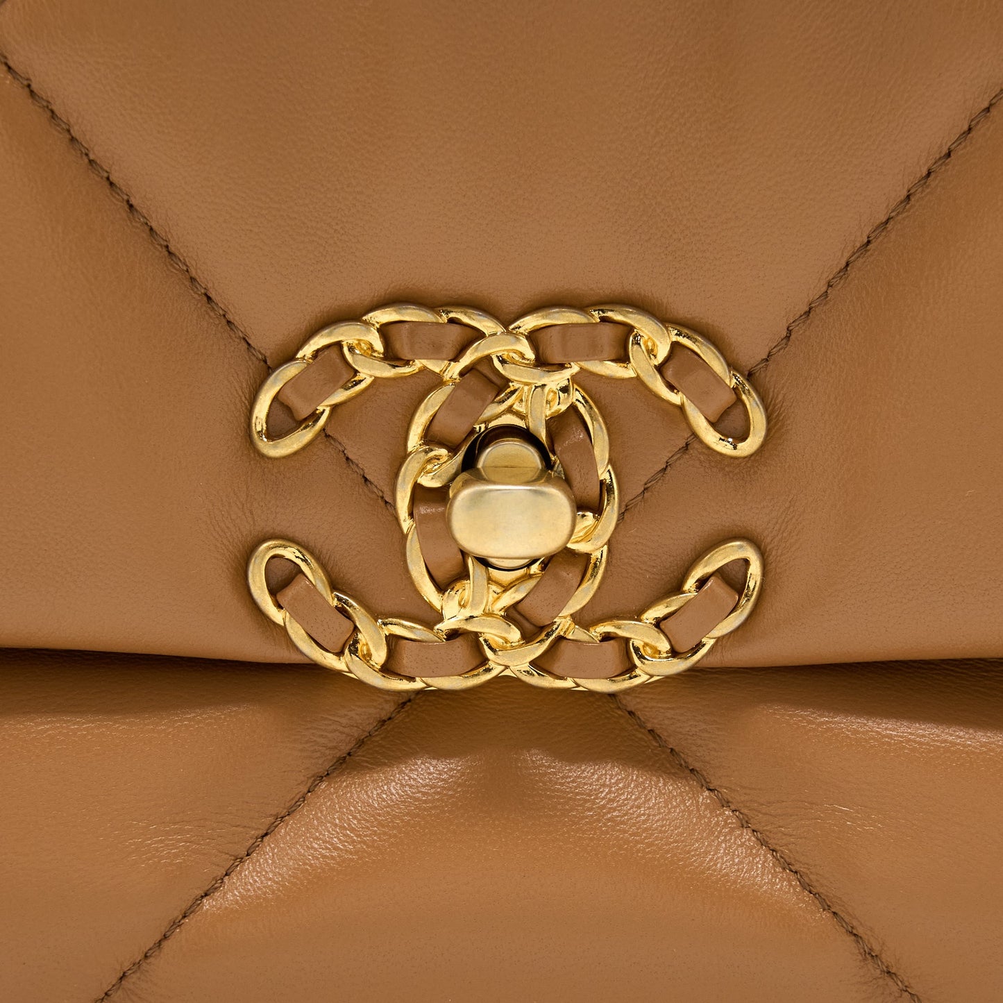 Chanel 22A Small 19 Bag Lambskin Caramel  (Microchip)