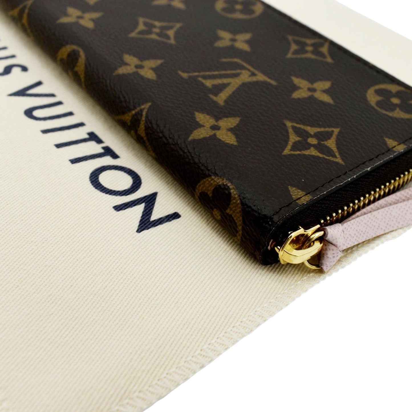 LOUIS VUITTON Clemence Monogram Canvas Zippy Wallet Brown