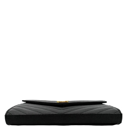 YVES SAINT LAURENT Cassandre Matelasse Chain Wallet Crossbody Bag Black