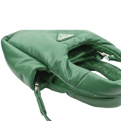 PRADA Small Padded Soft Leather Shoulder Bag Dark Green