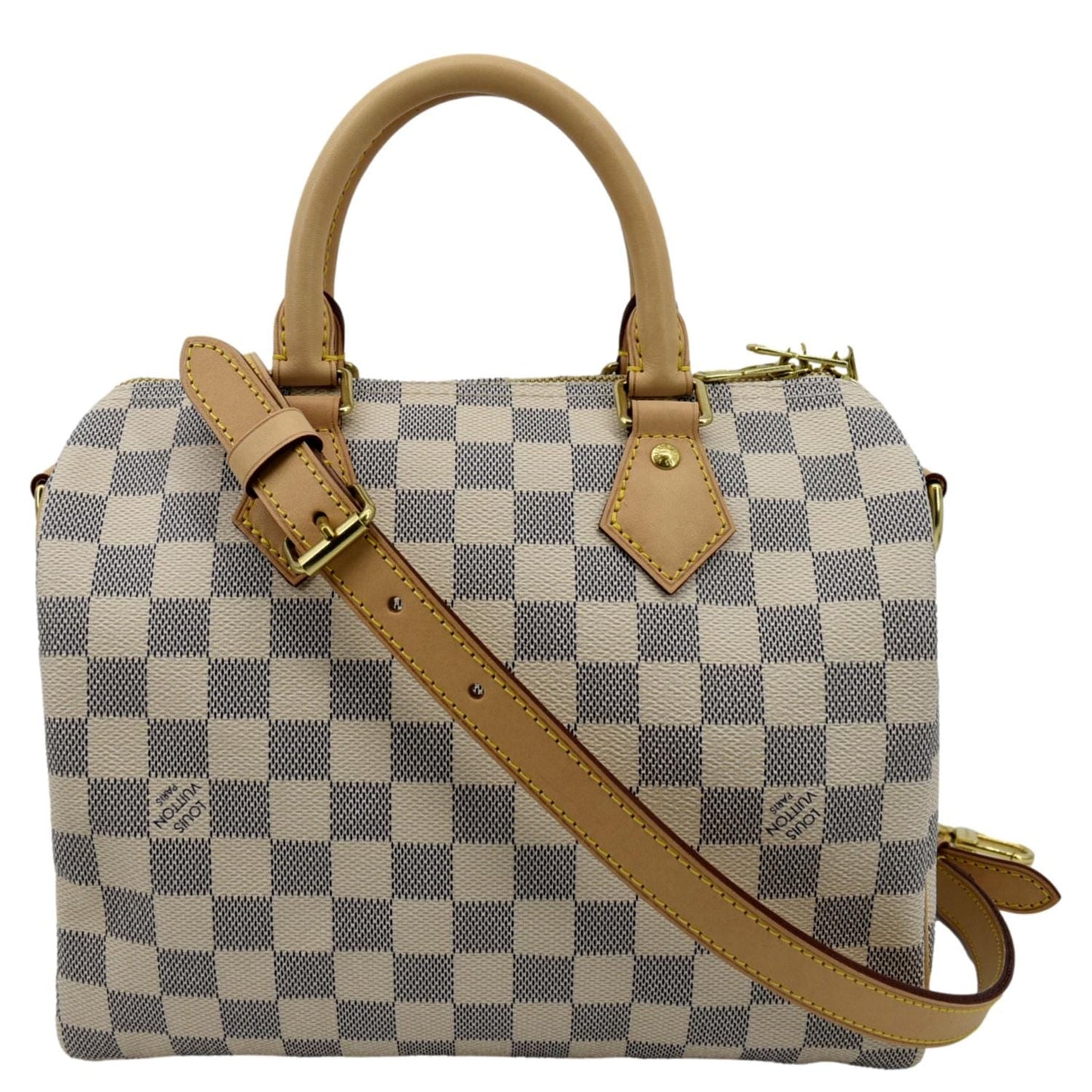 LOUIS VUITTON Speedy 25 Bandouliere Damier Azur Shoulder Bag White