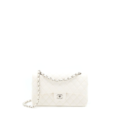 Chanel Medium Classic Double Flap Bag Caviar White  (Microchip)