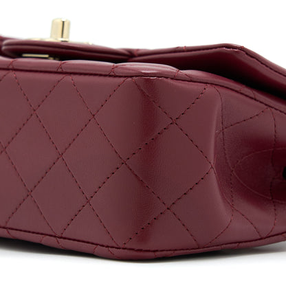 Chanel 22A Top Handle Mini Rectangular Flap Bag Lambskin Burgundy L