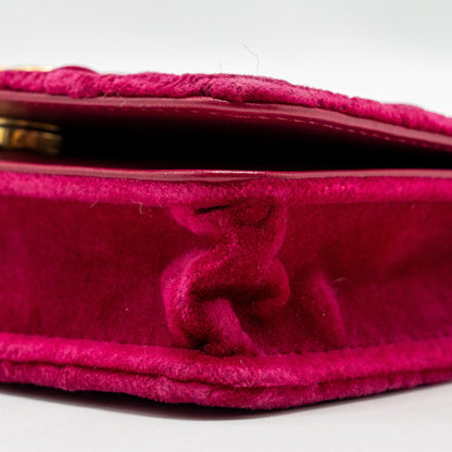 Chanel 21A mini Camelia Flap Bag Velvet Fushia
