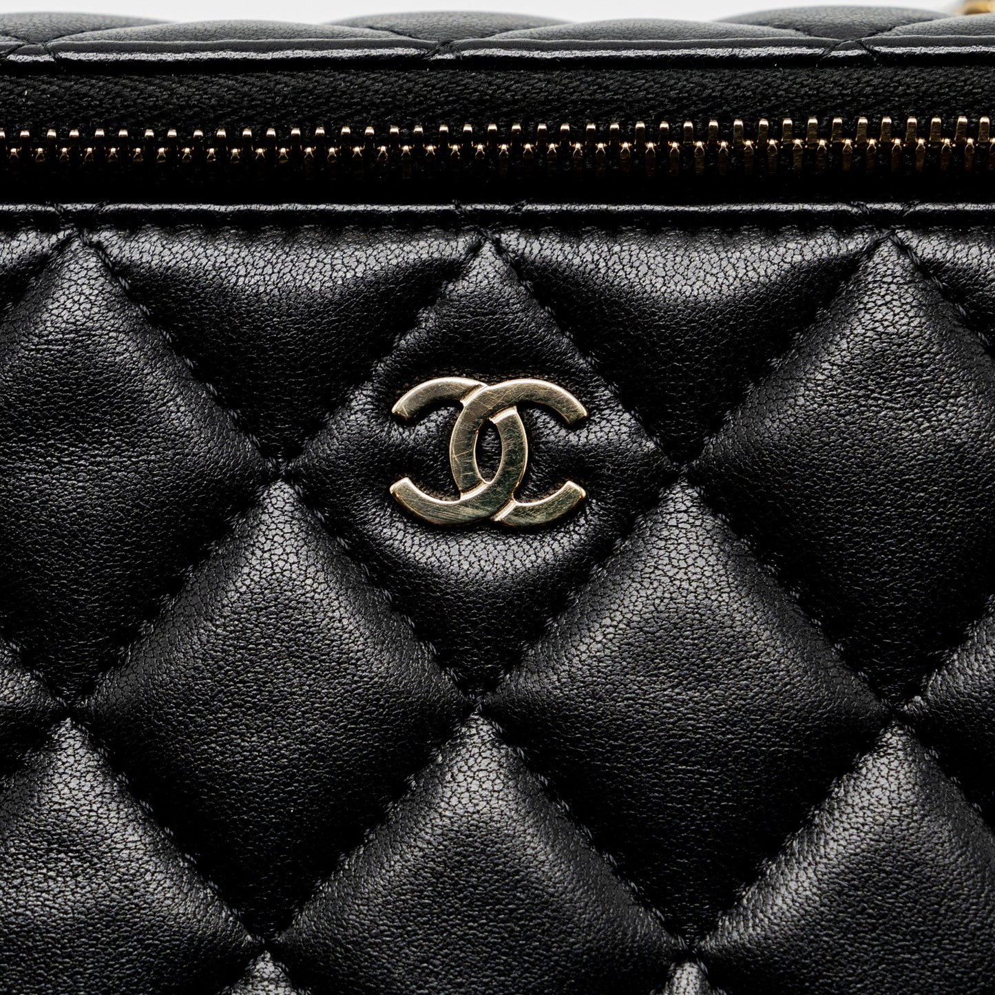 Chanel Long Vanity With Chain Lambskin Black L (Microchip)
