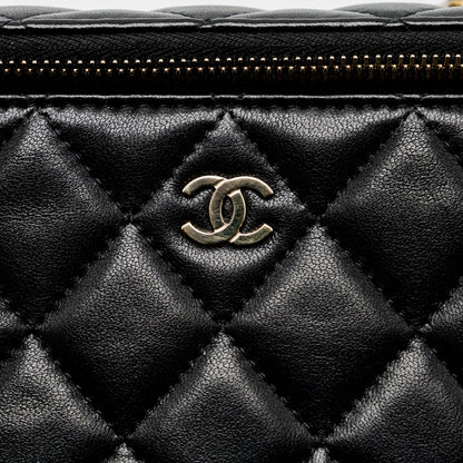 Chanel Long Vanity With Chain Lambskin Black L (Microchip)