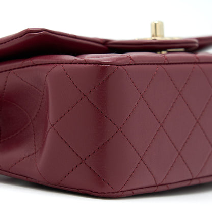 Chanel 22A Top Handle Mini Rectangular Flap Bag Lambskin Burgundy L