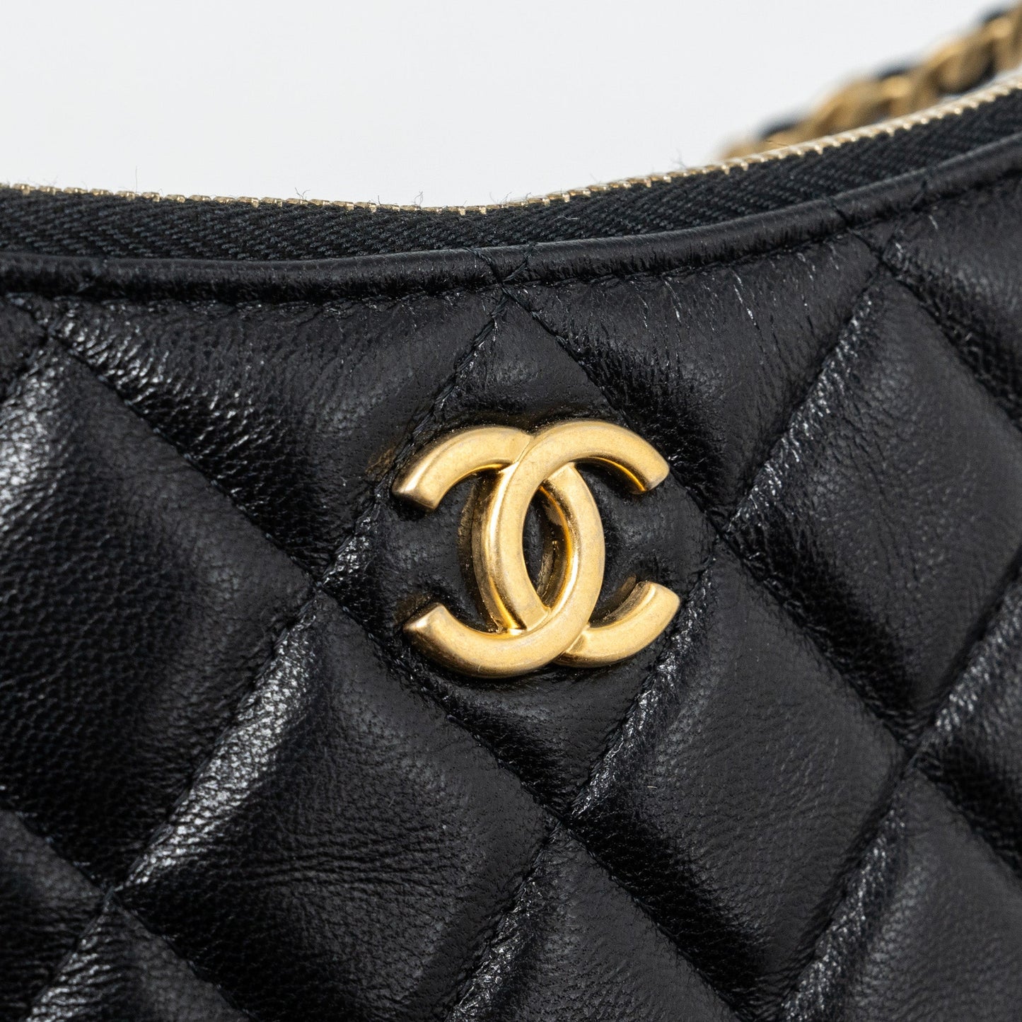Chanel moon hobo shoulder / crossbody bag goatskin black brushed  (microchip)