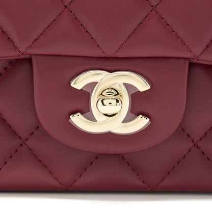 Chanel 22A Top Handle Mini Rectangular Flap Bag Lambskin Burgundy L