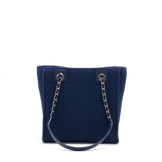 Chanel PM Deauville Tote Bag Canvas Navy  (Microchip)