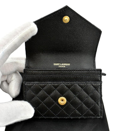 YVES SAINT LAURENT Gaby Small Envelope Quilted Leather Wallet Black