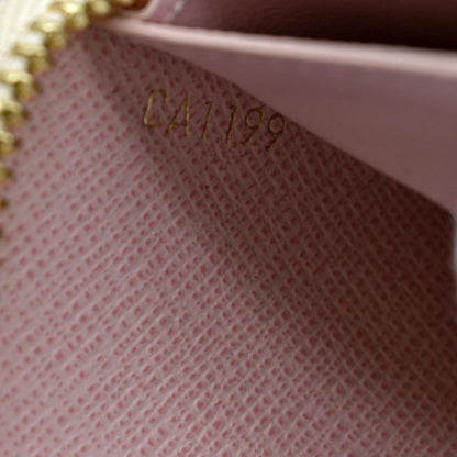 LOUIS VUITTON Studded Clemence Damier Azur Wallet Rose Ballerine