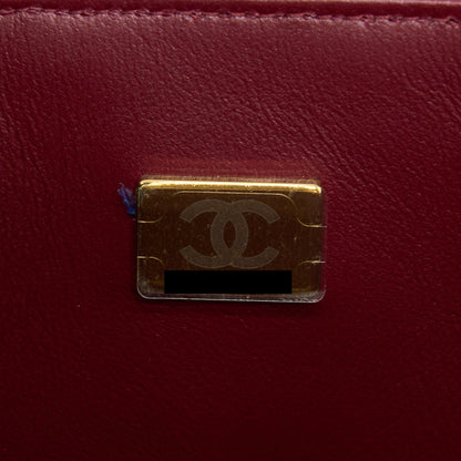 Chanel 22A Top Handle Mini Rectangular Flap Bag Lambskin Burgundy L