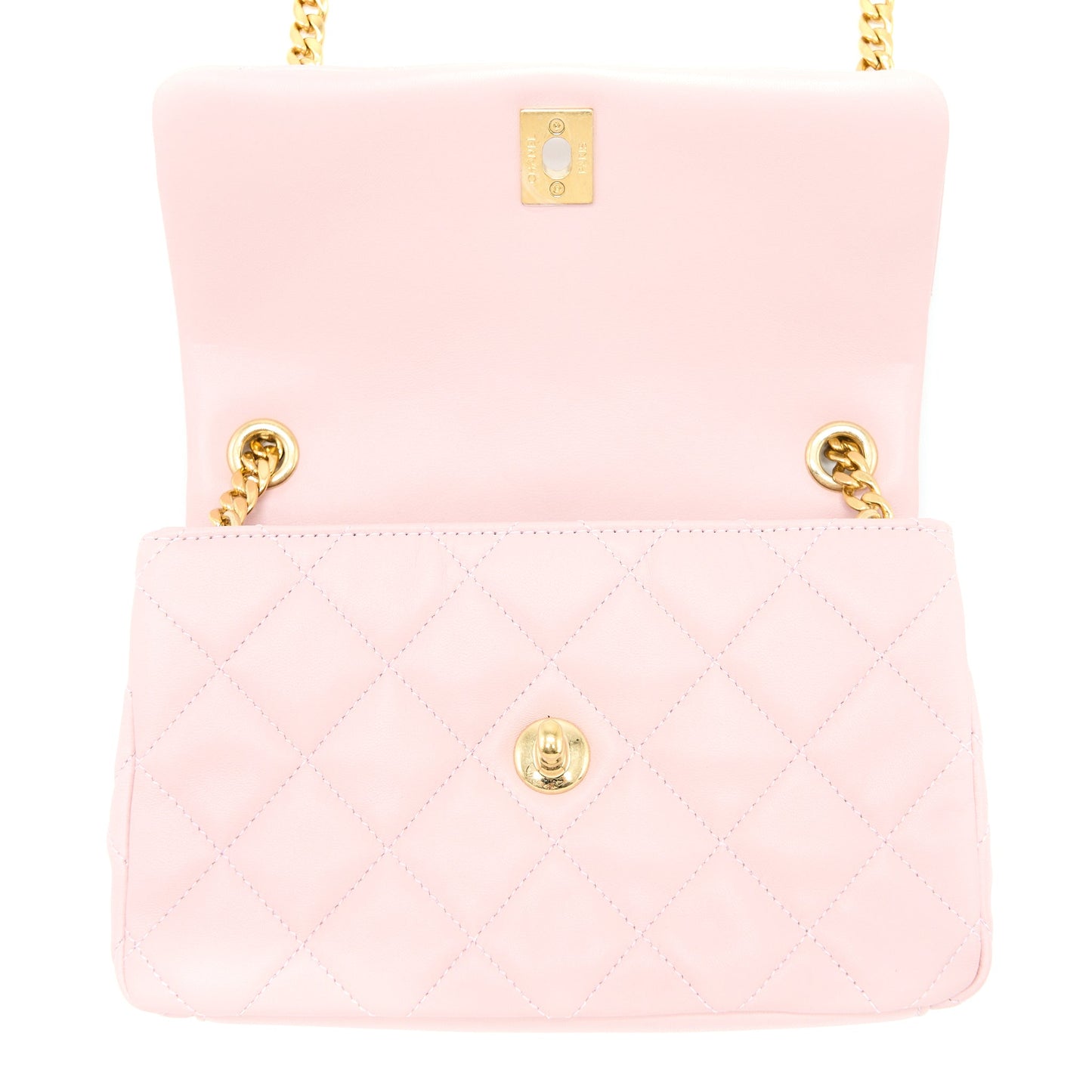 Chanel 22B Small Flap Bag With Gem Chain Lambskin Pink  (Microchip)