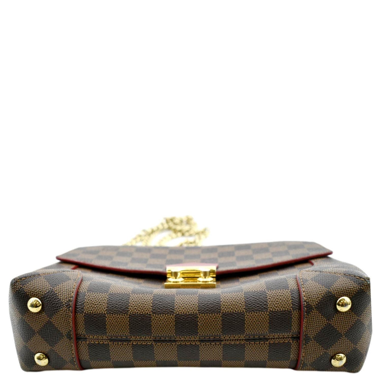 LOUIS VUITTON Caissa Chain Damier Ebene Clutch Shoulder Bag Brown