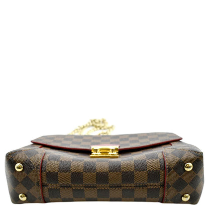 LOUIS VUITTON Caissa Chain Damier Ebene Clutch Shoulder Bag Brown