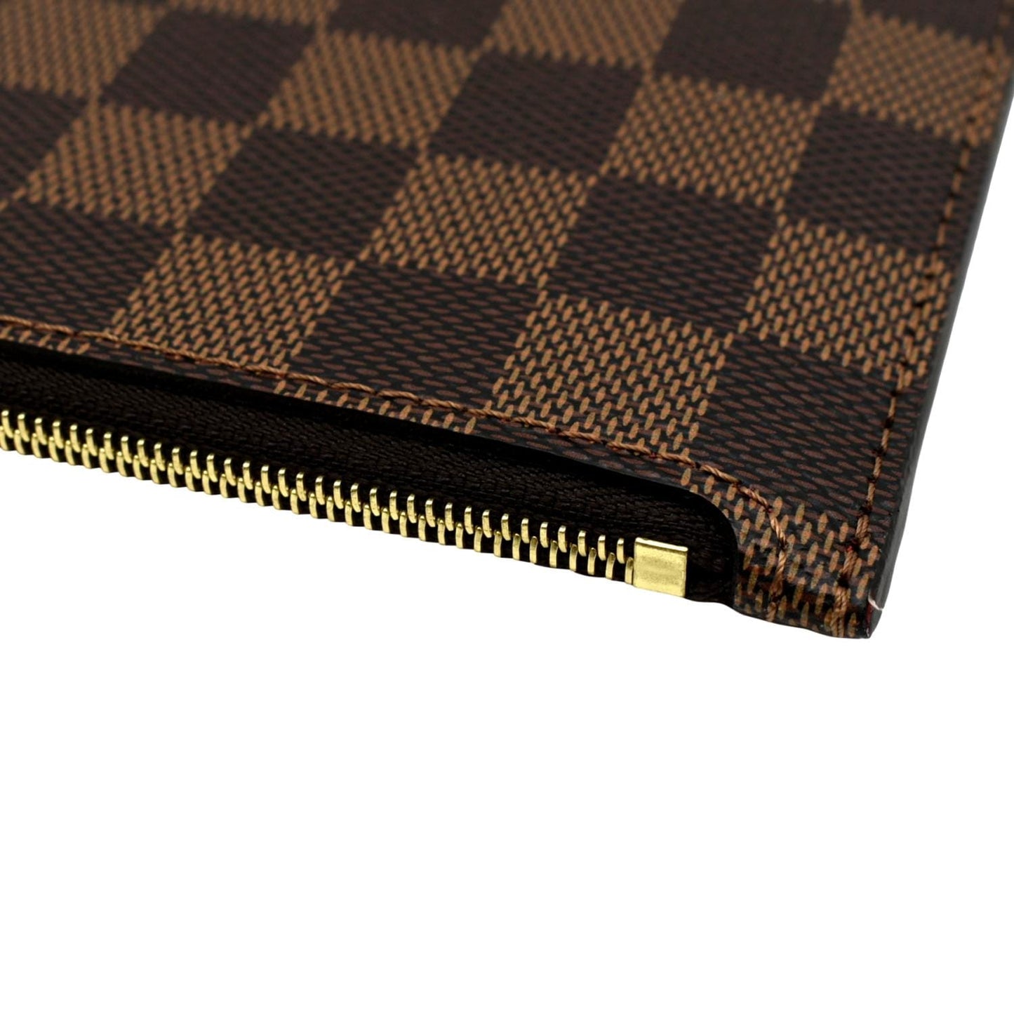 LOUIS VUITTON Neverfull Damier Ebene Pochette Wristlet Pouch Brown