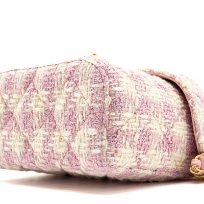 Chanel 23s Top Handle Small Vanity Case With Chain Tweed/lambskin Pink Brushed (Microchip)
