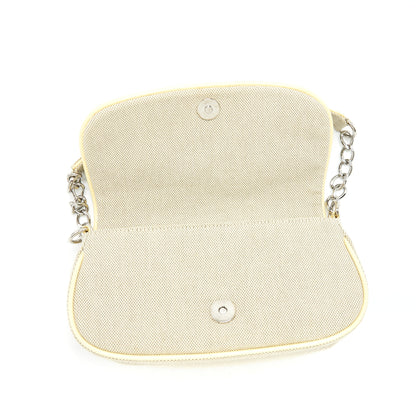 Chanel Beige Quilted Canvas No.5 Camellia Flap creamy Shoulder Bag