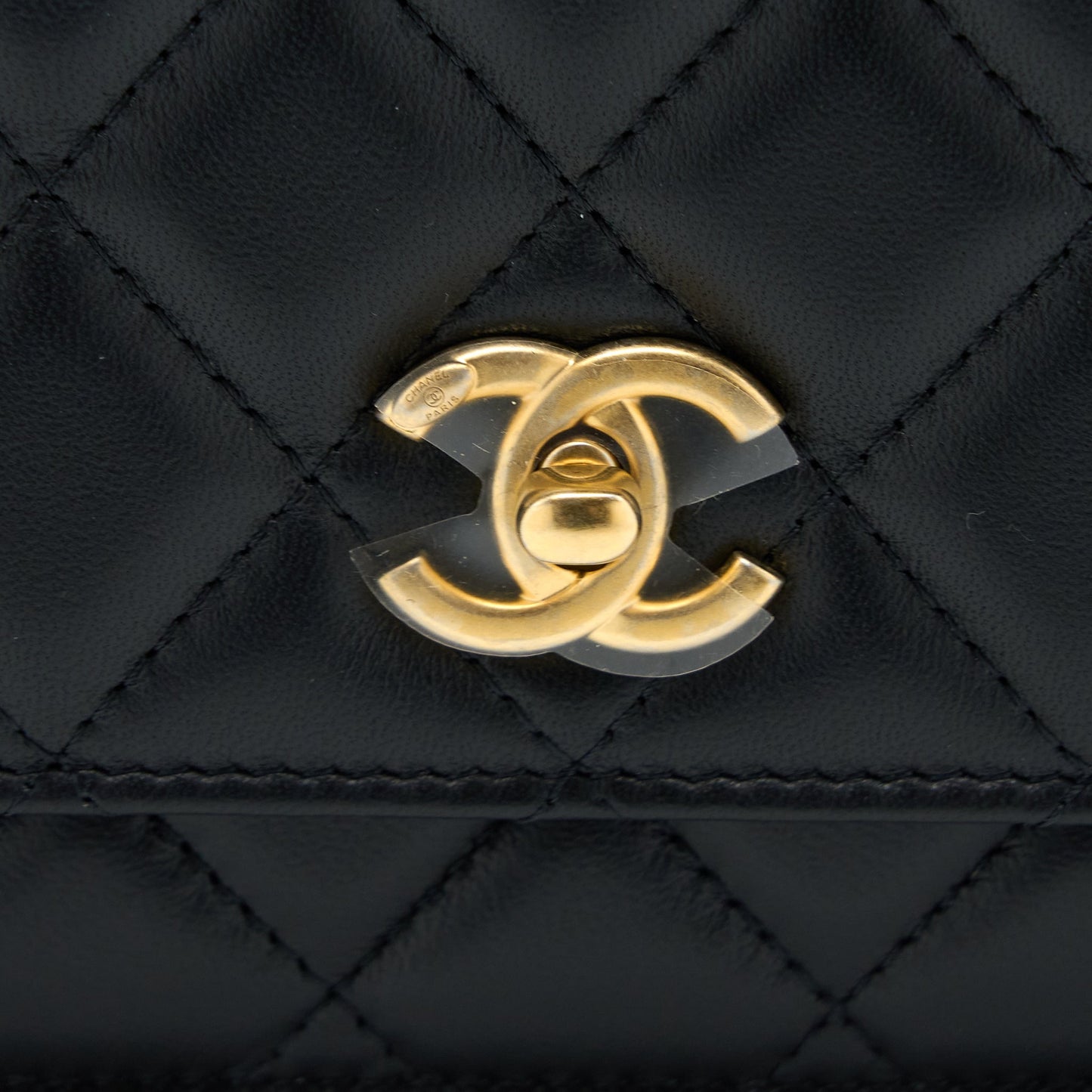 Chanel Pearl Crush Wallet on Chain Lambskin Black Brushed  (Microchip)