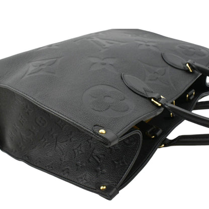 LOUIS VUITTON Onthego GM Monogram Empreinte Leather Tote Shoulder Bag Black