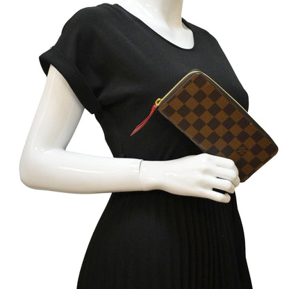 LOUIS VUITTON Clemence Damier Ebene Zippy Wallet Brown