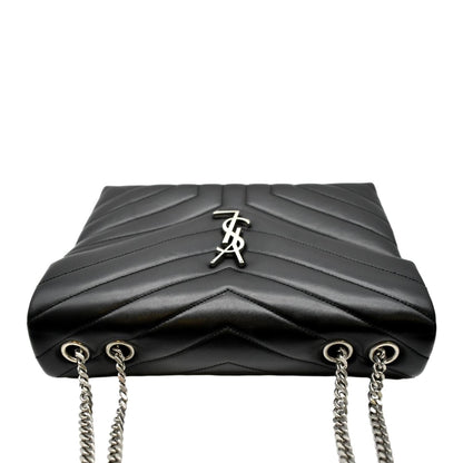 YVES SAINT LAURENT Medium Loulou Matelasse Leather Chain Shoulder Bag Black