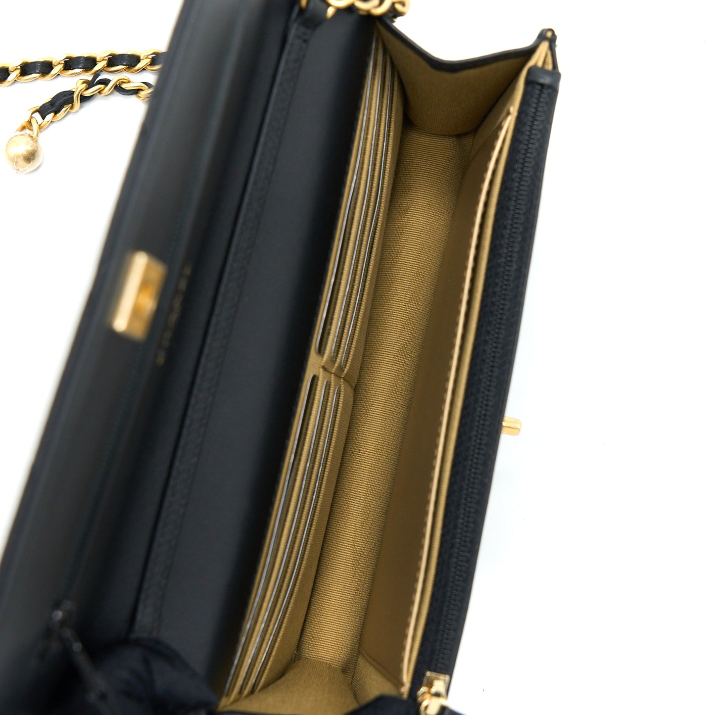 Chanel Pearl Crush Wallet on Chain Lambskin Black Brushed  (Microchip)