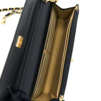 Chanel Pearl Crush Wallet on Chain Lambskin Black Brushed  (Microchip)