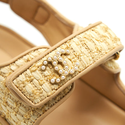 Chanel Tweed Dad Sandals Size 36C