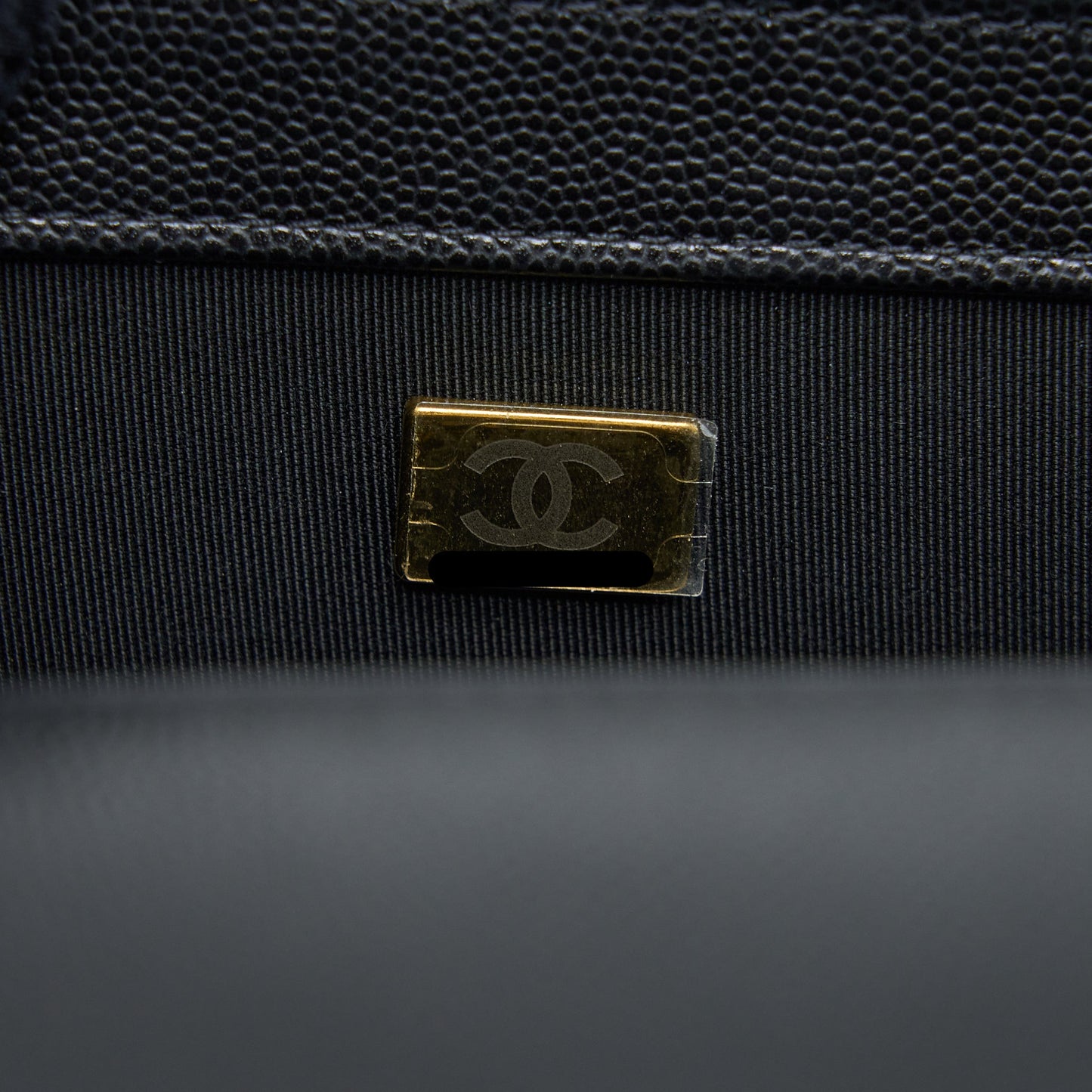 Chanel Medium Boy Bag Caviar Black Brushed  (Microchip)