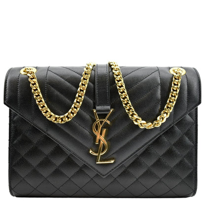YVES SAINT LAURENT Envelope Medium Matelasse Leather Crossbody Bag Black