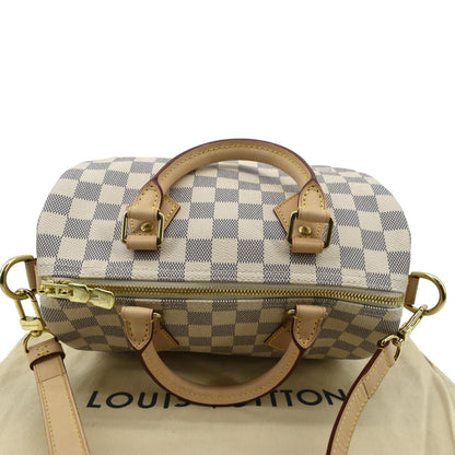 LOUIS VUITTON Speedy 25 Bandouliere Damier Azur Shoulder Bag White
