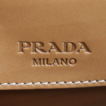 PRADA Vitello Sound Lock Leather Shoulder Bag Tan