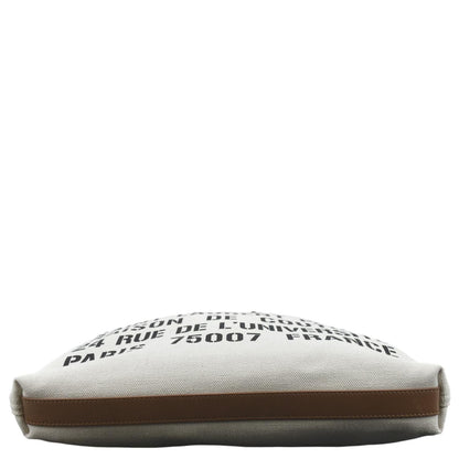 YVES SAINT LAURENT North South Foldable Canvas Smooth Leather Shoulder Bag Naturel