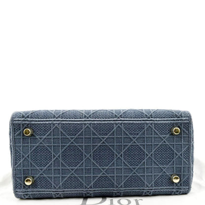CHRISTIAN DIOR Lady D-Lite Embroidered Canvas Crossbody Bag Denim Blue