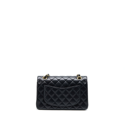Chanel Small Classic Double Flap Bag Lambskin Black  (Microchip)