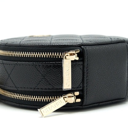 Chanel 22C Top Handle Round Vanity Black With Chain Caviar L