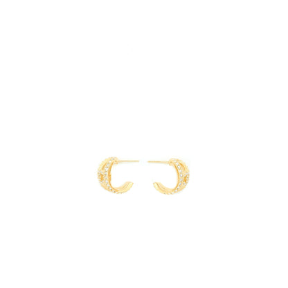Chanel CC Logo Earrings Crystal Light Gold Tone