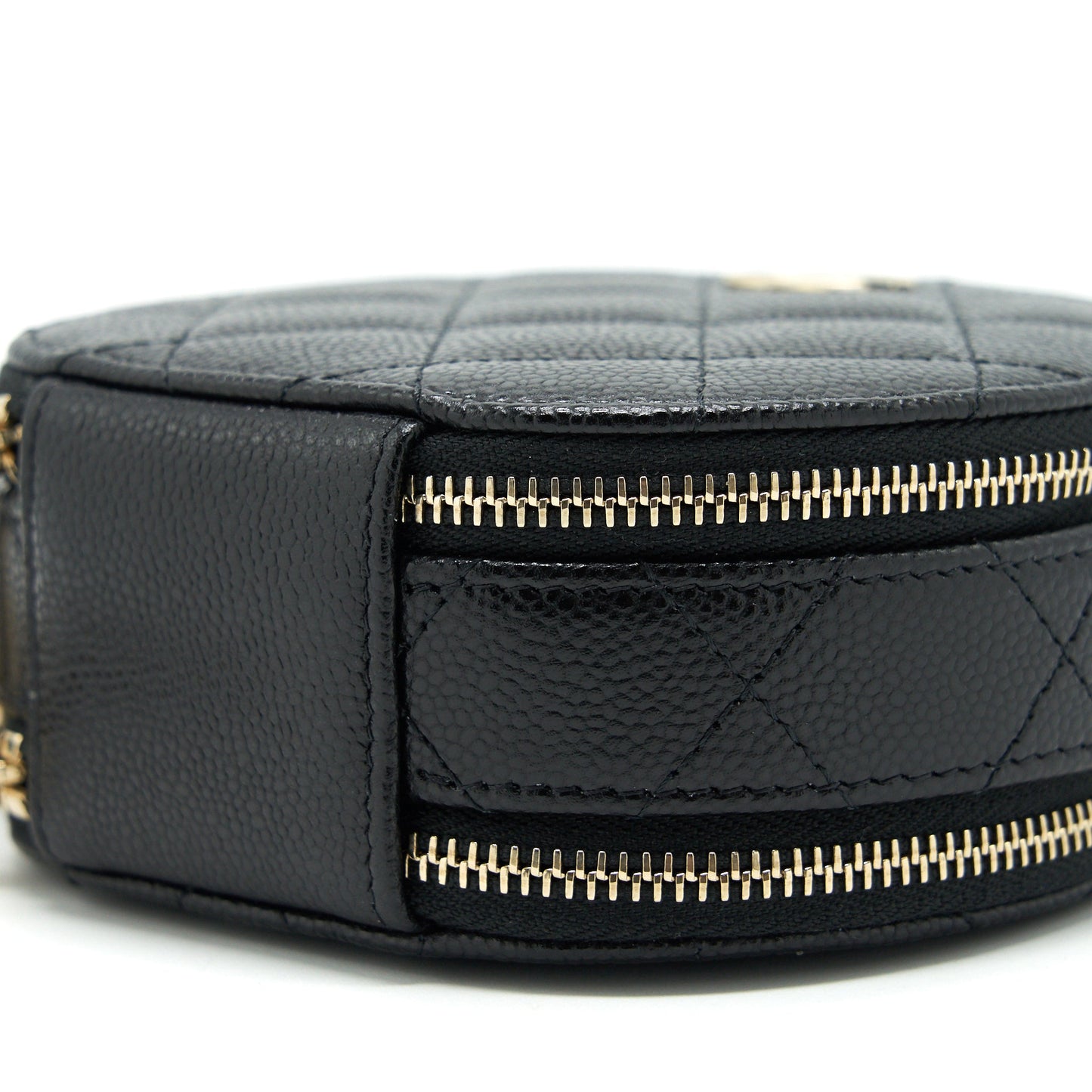 Chanel 22C Top Handle Mini Round Vanity On Chain Caviar Black L