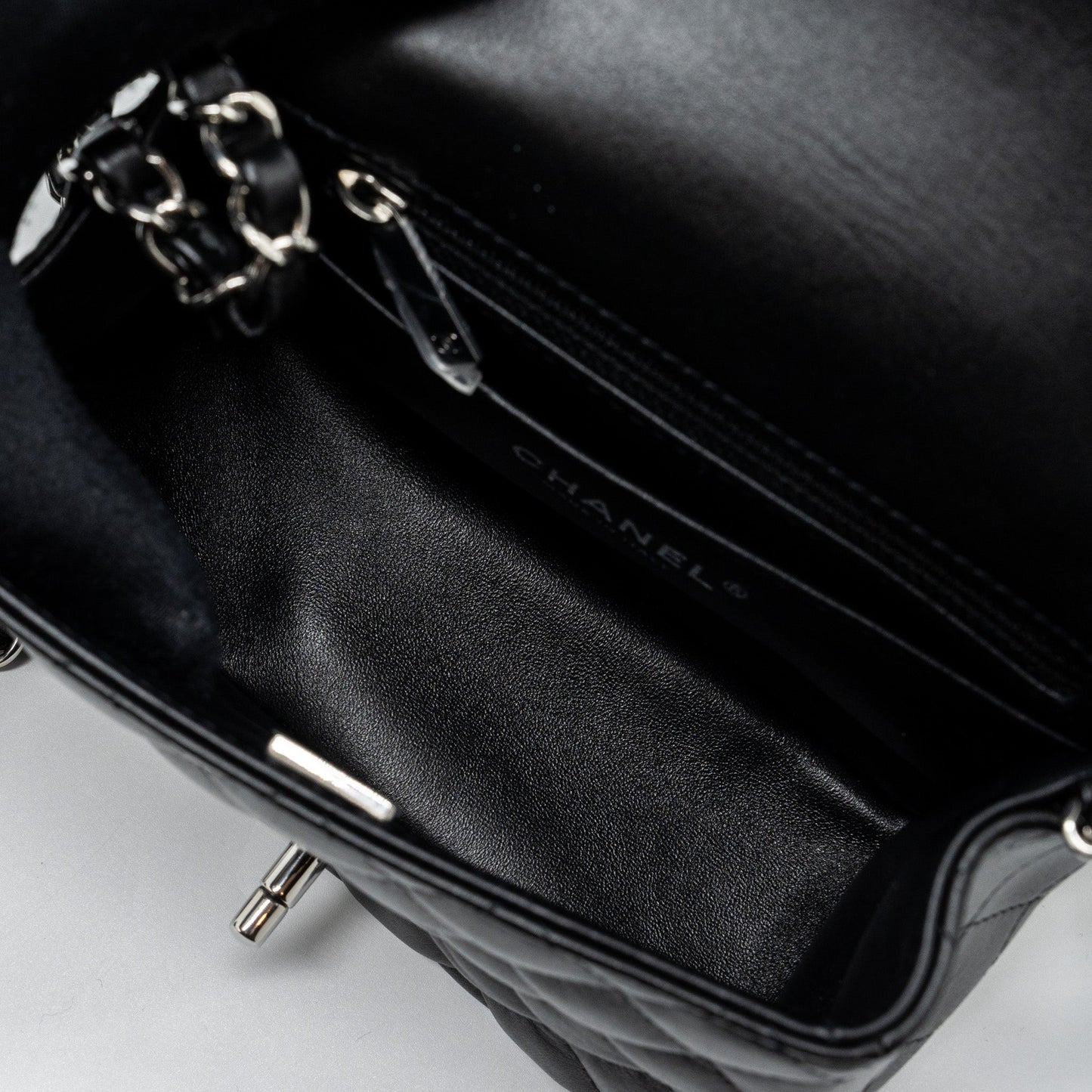 Chanel mini square flap bag lambskin Black  (microchip)