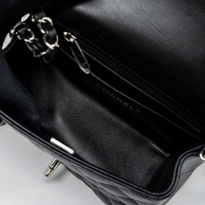Chanel mini square flap bag lambskin Black  (microchip)