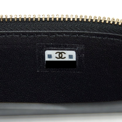 Chanel 22A Top Handle Long Vanity With Chain Lambskin Black L