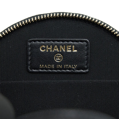 Chanel 22C Top Handle Round Vanity Black With Chain Caviar L
