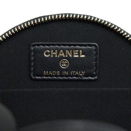 Chanel 22C Top Handle Round Vanity Black With Chain Caviar L